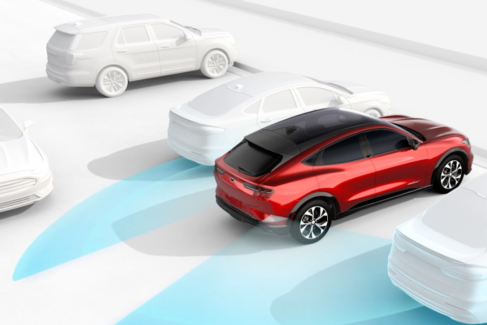 Schematische uitleg van Ford Blind Spot Information System & Cross Traffic Alert