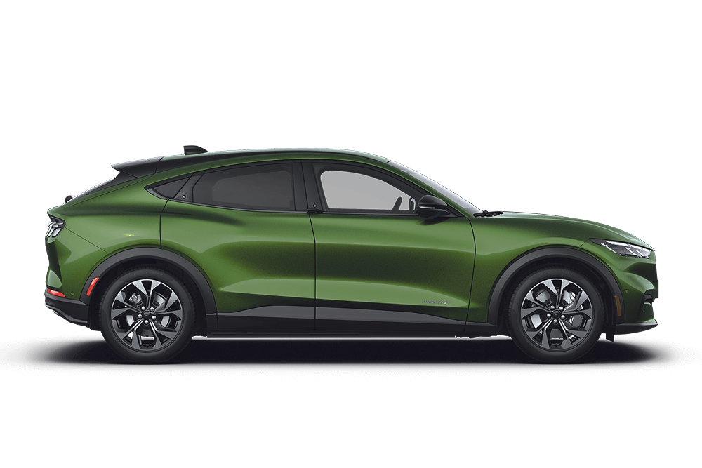 Zijaanzicht van de Ford Mustang Mach-E