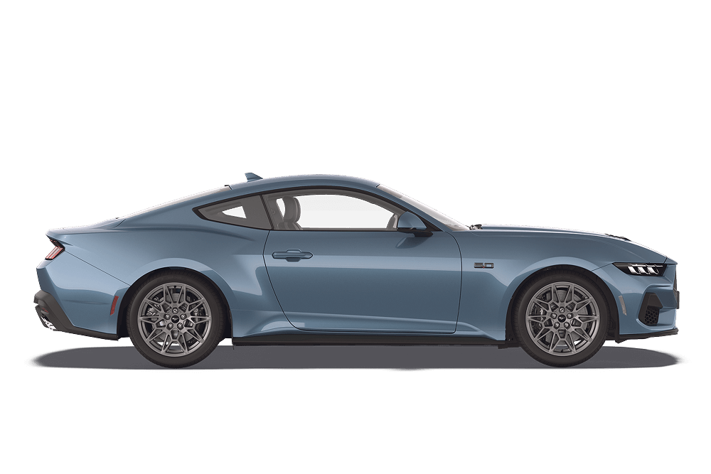 Zijaanzicht van de Ford Mustang