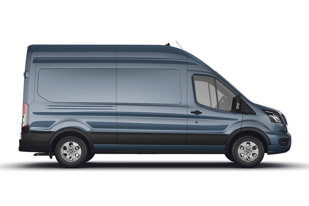 Zijaanzicht van de Ford Transit Van
